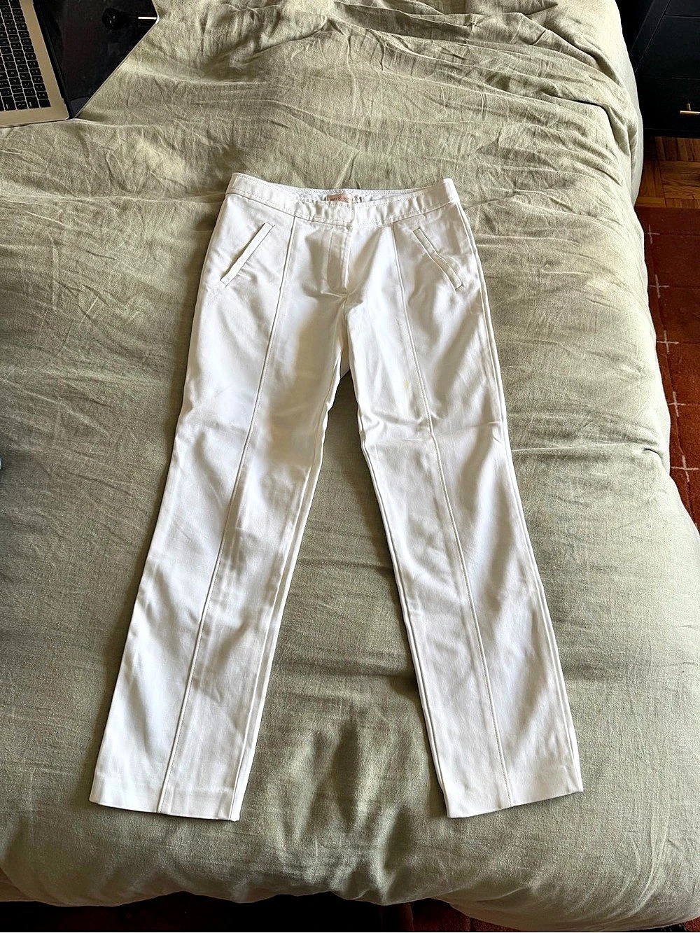 Tory Burch Bootcut Pants in White Size Small